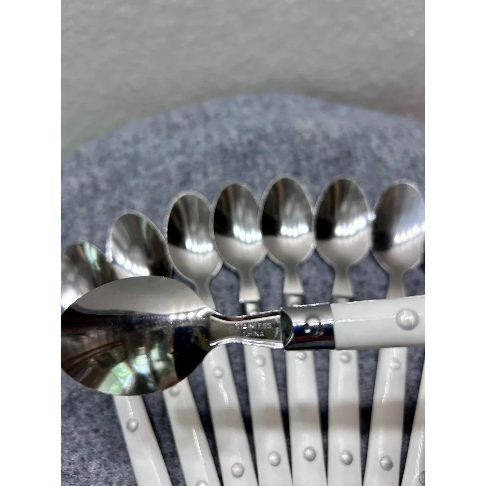 38pc White Laguiole Style Flatware Set Stainless/S Riveted Knives Forks Spoons